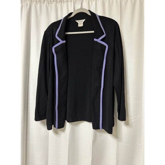 Exclusively Misook Slinky Open Cardigan Knit Jacket Womens 3x Plus Black Purple - Picture 2 of 5